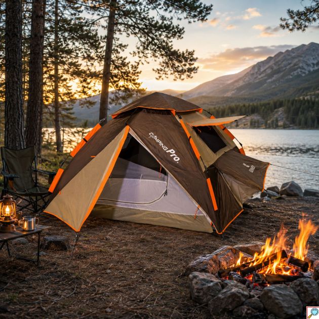 Αδιάβροχη Σκηνή Camping Αυτόματου Στησίματος με 2 Πόρτες και 4 Παράθυρα με Σίτες - Camping Pro Air Keumer 