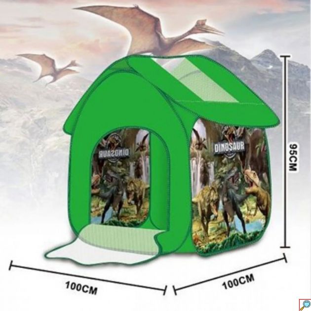 Παιδική Σκηνή Dinosaur - Pop-Up Σκηνή με 9 Φιγούρες Δεινοσαύρων - Ιδανική για Εσωτερικό & Εξωτερικό Χώρο, 100x100x95cm
