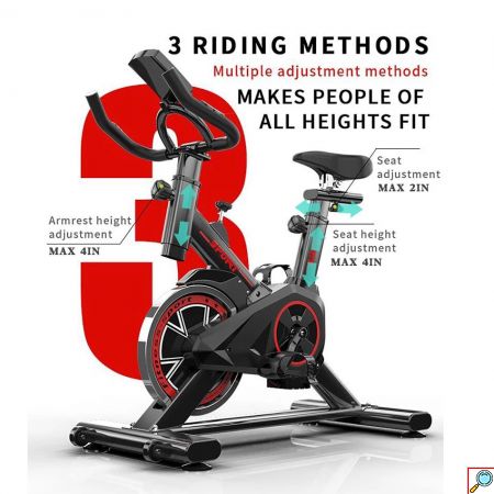 Μηχανικό Ποδήλατο Γυμναστικής με Δίσκο 4kg, Ρυθμιζόμενη Αντίσταση, Αισθητήρα Καρδιακών Παλμών, Οθόνη με Μέτρηση Θερμιδών, Απόστασης, Χρόνου, Ταχύτητας
