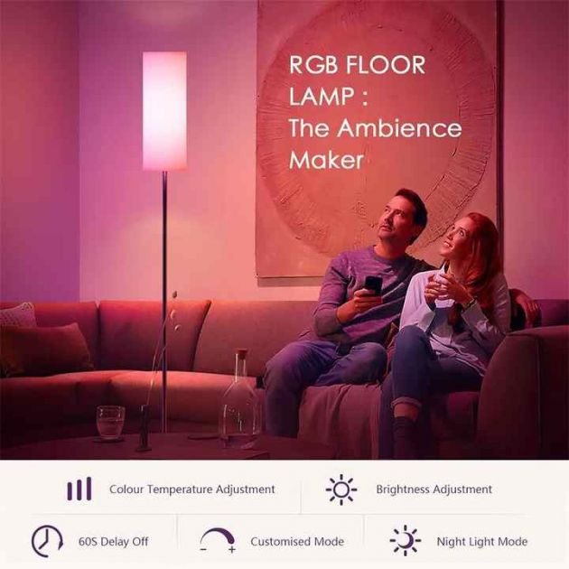 Smart Επιδαπέδιο Φωτιστικό RGB LED 165cm με Τηλεχειριστήριο & APP