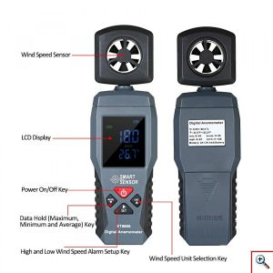 Ψηφιακό Ανεμόμετρο με LCD Οθόνη Smart Sensor