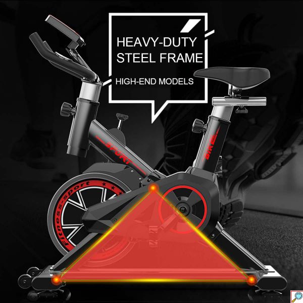 SmartSpinBike Μηχανικό Ποδήλατο Γυμναστικής με Δίσκο 4kg, Ρυθμιζόμενη Αντίσταση, Αισθητήρα Καρδιακών Παλμών, Οθόνη με Μέτρηση Θερμιδών, Απόστασης, Χρόνου, Ταχύτητας