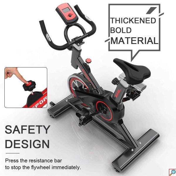SmartSpinBike Μηχανικό Ποδήλατο Γυμναστικής με Δίσκο 4kg, Ρυθμιζόμενη Αντίσταση, Αισθητήρα Καρδιακών Παλμών, Οθόνη με Μέτρηση Θερμιδών, Απόστασης, Χρόνου, Ταχύτητας