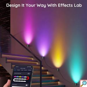 LED Wifi, RGB Επιτραπέζιο - Επιτοίχιο Διακοσμητικό Φωτιστικό σε Κυλινδρικό Σχήμα με Τηλεχειριστήριο και Ρυθμιζόμενα Χρώματα4τμχ Tuya Μαύρο