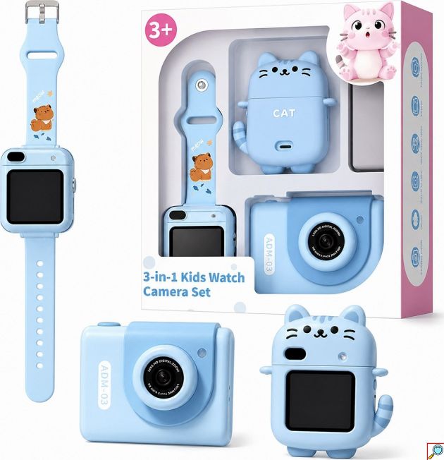 Παιδικό Smartwatch - Παιχνιδιάρικο 3‑σε‑1 σετ - Οθόνη 1.54 αφής, 1080p κάμερα, MP3, παιδιά 3+