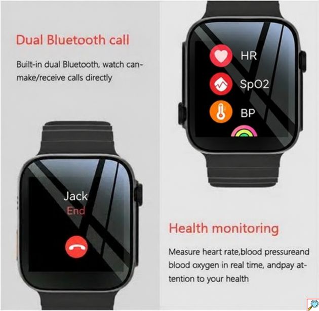 Smartwatch με Παλμογράφο, Απάντηση Κλήσεων – Μηνυμάτων, Ειδοποίηση Εφαρμογών και Οθόνη Αφής σε Μαύρο Χρώμα
