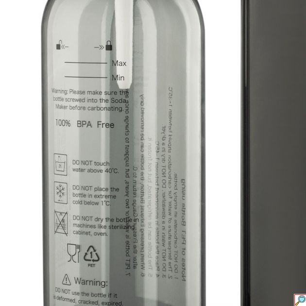 Soda Maker - Παρασκευή ανθρακούχου νερού 1L με One Click Boost - Μαύρο, 100% BPA Free, PET