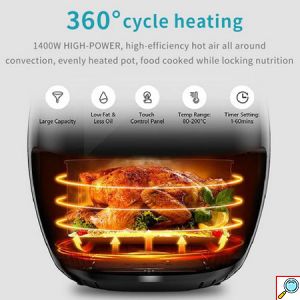 Sokany® Πολυλειτουργική Φριτέζα Αέρος 1400W με Αποσπώμενο Κάδο 5lt & Ρυθμιζόμενο Θερμοστάτη