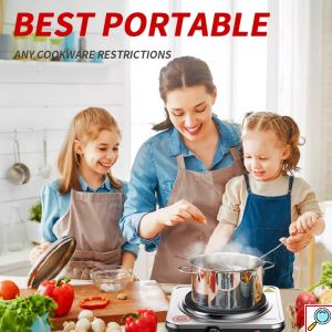 Sokany® Μονή Επιτραπέζια Εστία Εμαγιέ 1000W Inox με 5 Ρυθμίσεις Θερμοκρασίας