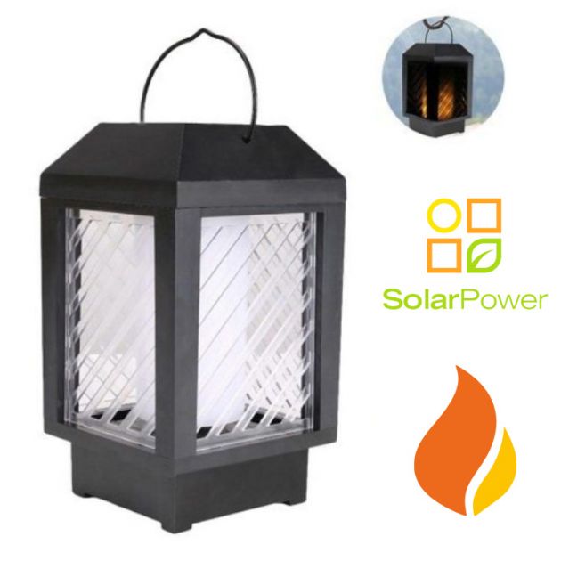 Ηλιακό Φαναράκι LED με Εφέ Αληθινής Φλόγας - Flame Latern Lamp