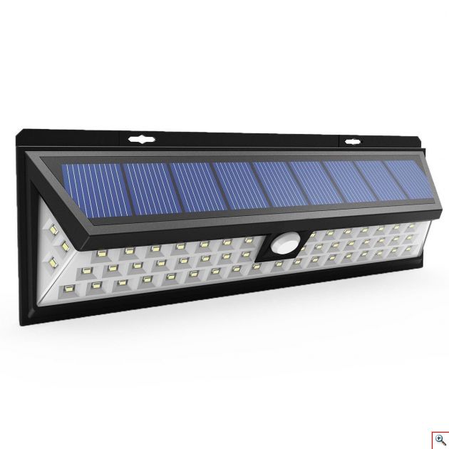 Επιτοίχιος Ηλιακός Solar Ευρυγώνιος Προβολέας 180ᵒ Μοίρες LED με Ανιχνευτή Κίνησης, Αισθητήρα Νυκτός & 2 Λειτουργίες Φωτισμού