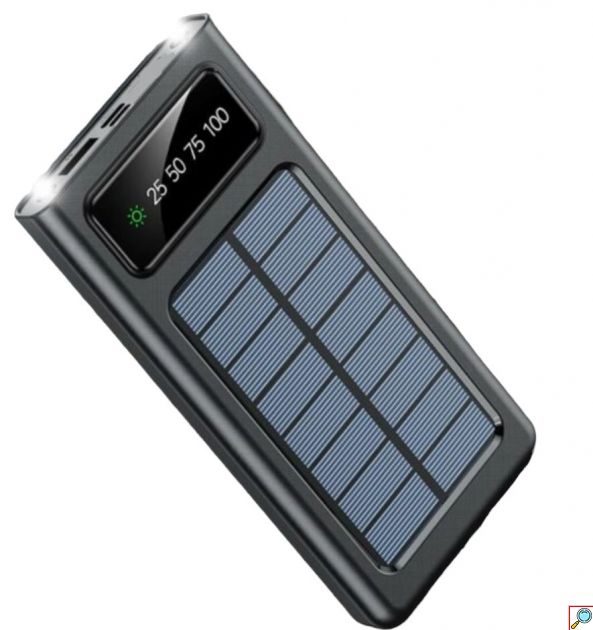 Ηλιακό PowerBank KLGO - Φορητή Μπαταρία Φορτιστής20000 mAh Ηλιακό Πάνελ - Solar Power bank Μαύρο