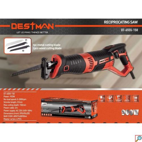 Σπαθοσέγα Destman- Ηλεκτρικό Πριόνι 900W με Καλώδιο 2 Μέτρα για Κοπή Ξύλου ή Μετάλλου
