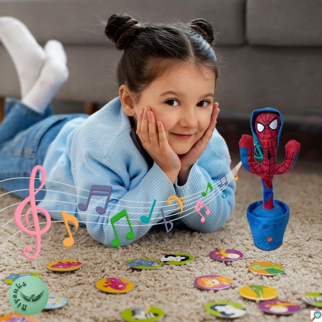 Spiderman Funky Cactus - Επαναφορτιζόμενο USB Παιχνίδι Κάκτος Spiderman που Χορεύει, Τραγουδάει & Μιλάει
