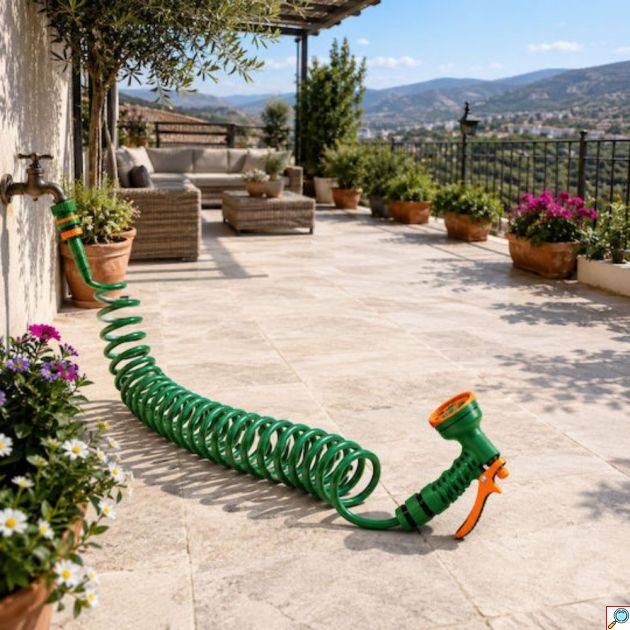 Επεκτεινόμενο Σπιράλ Λάστιχο Ποτίσματος 20m με Πιστόλι 7 Λειτουργιών - Πλήρες Σετ, Ανθεκτικό, Εύκολη Αποθήκευση για Κήπο, Αυλή, Βεράντα