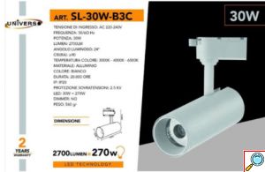 Σποτ Ράγας LED 30W 3000-6500K σε 2 Χρώματα