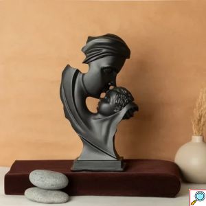 Επιτραπέζιο Διακοσμητικό “Mother” - Μητέρα και Υιός Ρητίνης Μαύρο 20x7x16cm 