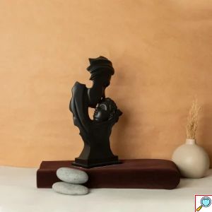Επιτραπέζιο Διακοσμητικό “Mother” - Μητέρα και Υιός Ρητίνης Μαύρο 20x7x16cm 
