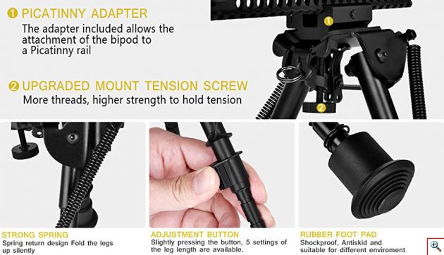 Πτυσσόμενο Δίποδο - Βάση Όπλου Ράγας Picatinny 21 - 24 cm - Tactical Rifle Bipod Stand