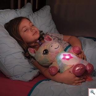 Starry Teddy Προτζέκτορας Αστεριών, Λούτρινο Αρκουδάκι 30cm & Νυχτερινό Φωτιστικό LED Νανουρίσματος - Huggable Night Light Ροζ Μονόκερος