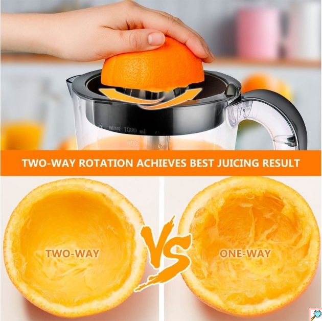 Ηλεκτρικός Στίφτης 1L 40W – Με Διπλή Περιστροφή & Ρυθμιζόμενο Φίλτρο - 2 Κώνοι Στυψίματος, Διάφανη Κανάτα, Εύκολο Καθάρισμα