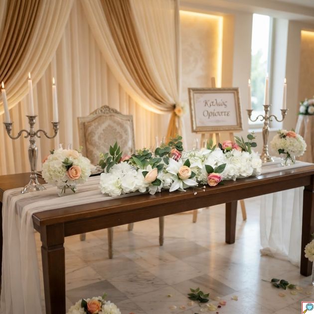 Τεχνητή Σύνθεση Λουλουδιών 100x30cm – Ρομαντική Διακόσμηση - Ιδανικό για Γάμο, Βάπτιση, Τραπέζι, Τοίχο & Εσωτερικούς Χώρους