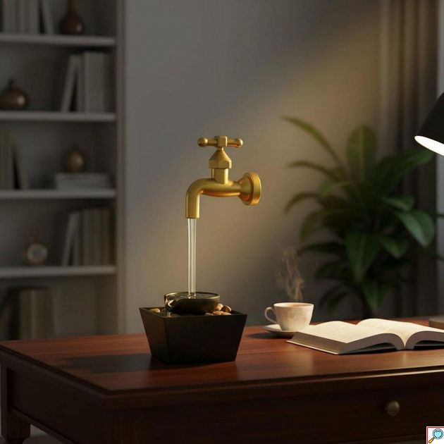 Διακοσμητικό Συντριβάνι με Βρύση, LED Φωτισμό & Τρεχούμενο Νερό - Zen Διακόσμηση Γραφείου & Σπιτιού για Χαλάρωση