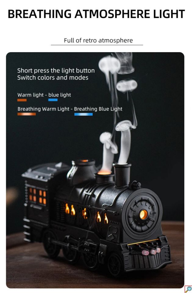 Συσκευή Αρωματοθεραπείας με Φωτισμό LED 300ml με Τηλεχειριστήριο - Σε Σχήμα Τρένο