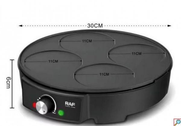 RAF Ηλεκτρική Συσκευή για Pancakes 1200W με 4 Θέσεις και Αντικολλητικές Πλάκες