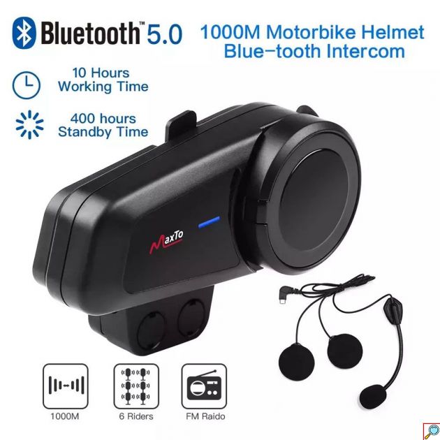 Σύστημα Μονής Ενδοεπικοινωνίας Bluetooth/FM Radio για Κράνος Μηχανής Maxto M2 Intercom 