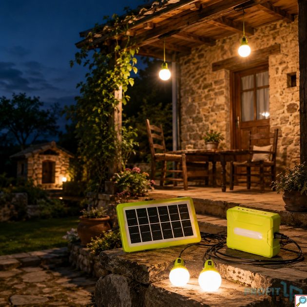 Ηλιακό Σύστημα Φωτισμού GD-8922 με 2 LED Λάμπες & Πάνελ | Φορητό Kit για Camping & Έκτακτη Ανάγκη, Power Bank, Αυτονομία