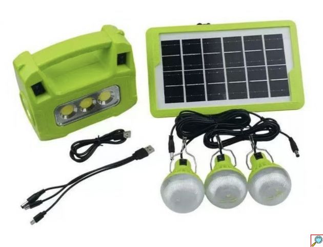 Ηλιακό Σύστημα Φωτισμού GD-8989S - 3 LED λάμπες & φορητό ηλιακό πάνελ για κάμπινγκ και διακοπές ρεύματος