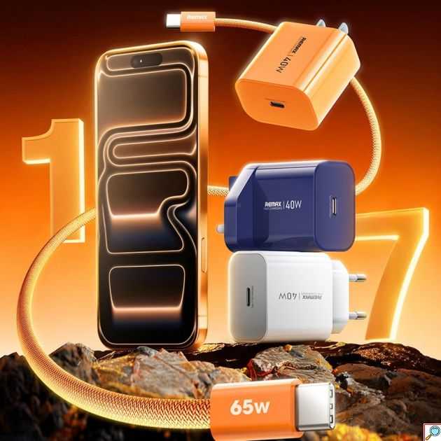 Φορτιστής Ταχείας Φόρτισης Remax CA10 GaN 40W USB-C PD | Με Καλώδιο 65W, Τεχνολογία GaN για Laptop, Smartphone, Tablet – Πορτοκαλί
