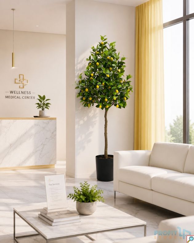 Τεχνητή Λεμονιά ύψους 210cm σε Γλάστρα – Ρεαλιστική Διακόσμηση - Με 91 Καρπούς, Ιδανική για Σαλόνι, Γραφείο & Επαγγελματικούς Χώρους