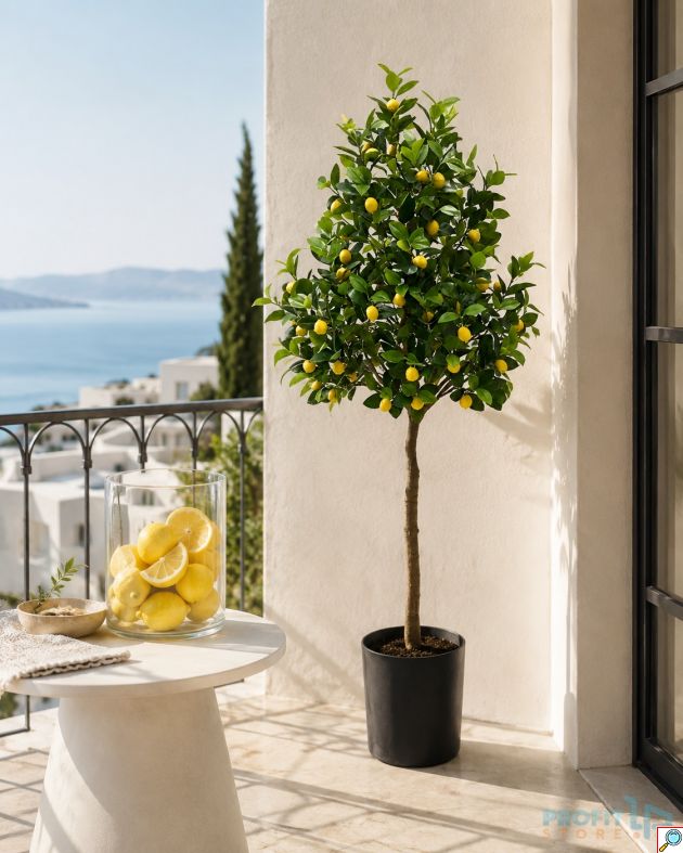 Τεχνητή Λεμονιά ύψους 210cm σε Γλάστρα – Ρεαλιστική Διακόσμηση - Με 91 Καρπούς, Ιδανική για Σαλόνι, Γραφείο & Επαγγελματικούς Χώρους