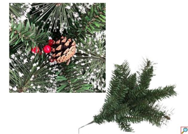 Τεχνητό Χριστουγεννιάτικο Δέντρο 180cm με Μεταλλική Βάση - Πράσινο με Χιονισμένα Κλαδιά