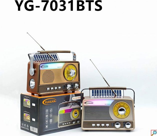 Ρετρό Bluetooth Ραδιόφωνο - Ηλιακή Φόρτιση, RGB Φωτισμός & Φακός - FM/AM/SW, USB/TF, Φορητό Ηχείο για Κάμπινγκ & Σπίτι
