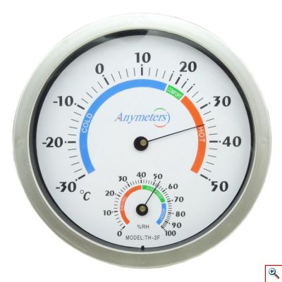 Μεγάλο Υγρόμετρο & Θερμόμετρο Ακριβείας Anymeters TH-2F