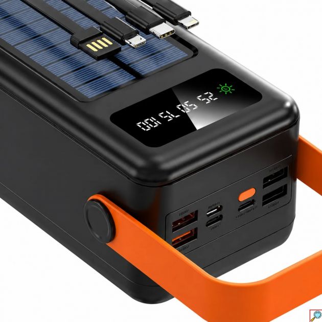 Ηλιακό Power Bank TR-957 40.000mAh – Ενέργεια Παντού | Με 4 Ενσωματωμένα Καλώδια, Οθόνη LCD, Φακό LED, Γρήγορη Φόρτιση 2.1A