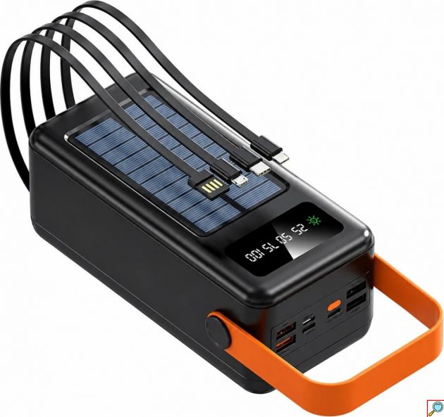 Ηλιακό Power Bank TR-957 40.000mAh – Ενέργεια Παντού | Με 4 Ενσωματωμένα Καλώδια, Οθόνη LCD, Φακό LED, Γρήγορη Φόρτιση 2.1A