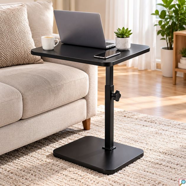 Βοηθητικό Τραπεζάκι Laptop Ρυθμιζόμενου Ύψους 45-80cm - Μαύρο, Επιφάνεια 40x30cm για Σαλόνι και Υπνοδωμάτιο