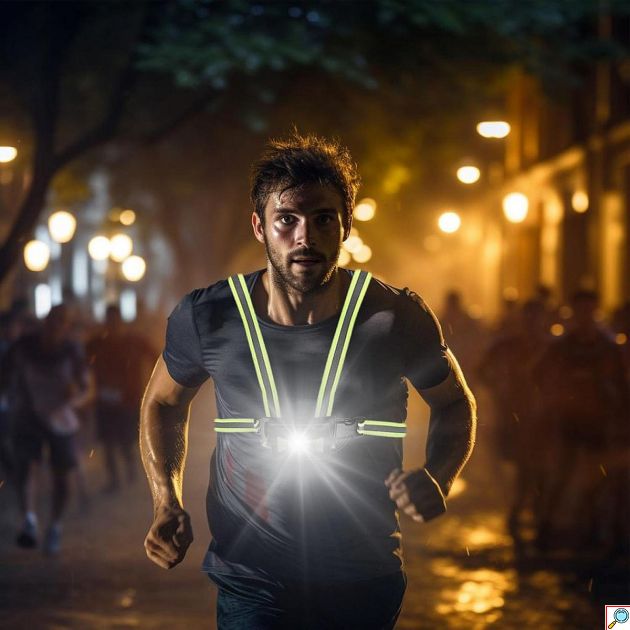 Γιλέκο Τρεξίματος με Φως LED - Ορατότητα και Ασφάλεια στο Σκοτάδι, Επαναφορτιζόμενη Μπαταρία, Μαύρο