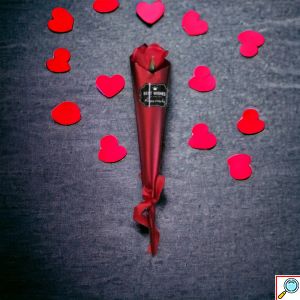 Τριαντάφυλλο Τυλιγμένο σε Μεταλλιζέ Χαρτί με Φιόγκο 38cm - 20 τμχ