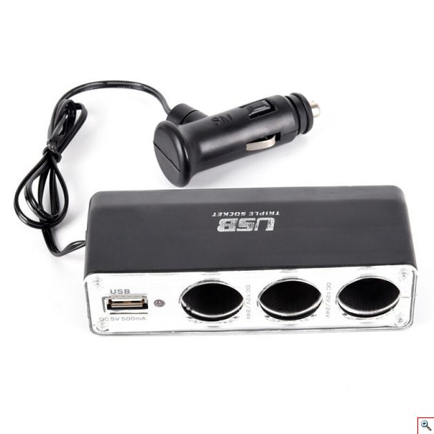 Τριπλή Υποδοχή 12V / 24V, Αναπτήρας Αυτοκινήτου και Θύρα Τροφοδοσίας USB – Triple Sockets USB