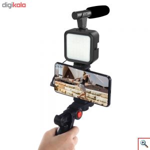 Live Streaming Set - Τρίποδο Κινητού / Κάμερα με Φωτισμό Led & Μικρόφωνο - Vlogging Video Kit - ASMR, TikTok, Studio, Youtube, Instagram Story