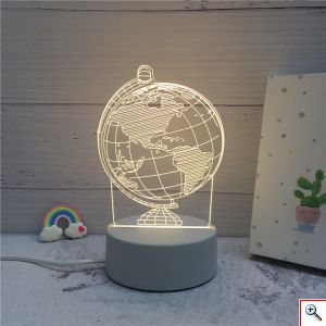 Τρισδιάστατο LED Φωτιστικό USB σε Δύο Σχέδια, 3D, Θερμό Λευκό Φως σε Χαραγμένο Πλέξιγκλας, OEM
