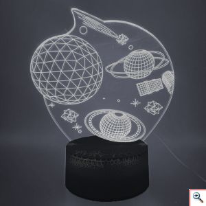 Τρισδιάστατο LED Φωτιστικό USB σε Δύο Σχέδια, 3D, Θερμό Λευκό Φως σε Χαραγμένο Πλέξιγκλας, OEM