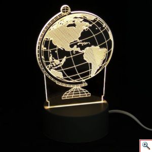 Τρισδιάστατο LED Φωτιστικό USB σε Δύο Σχέδια, 3D, Θερμό Λευκό Φως σε Χαραγμένο Πλέξιγκλας, OEM