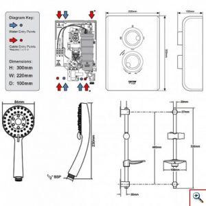 Ταχυθερμαντήρας Ντους 6,8KW 4,5lit Αγγλίας Triton T70Z