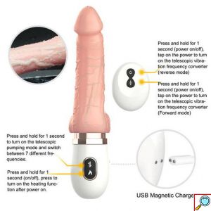 Θερμαινόμενος Τηλεσκοπικός Δονητής - Dildo Ρεαλιστικός Επαναφορτιζόμενος με 7 Προγράμματα & Τηλεχειριστήριο - Automatic Sex Machine